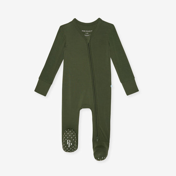 Olive Zip Footie