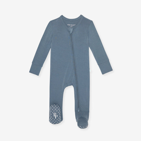 Footie Zippered One Piece- Slate