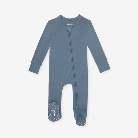 Footie Zippered One Piece- Slate