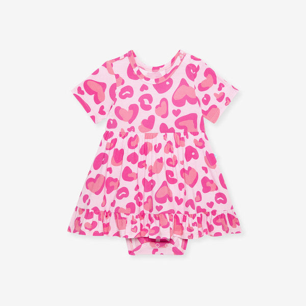 Ruffled Twirl Bodysuit Dress - Love Leopard