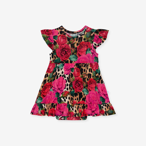 Wild Roses  Ruffled Twirl Bodysuit Dress