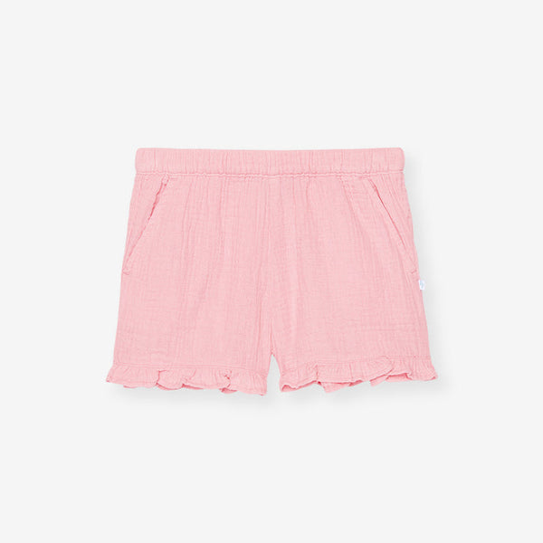 Happy Pink Cotton Crinkle Ruffle Short