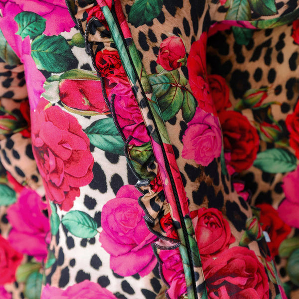 Wild Roses  Footie Ruffled Zippered One Piece