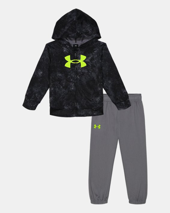 UA Printed Full-Zip Hoodie Set-Black