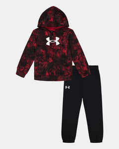 UA Printed Full-Zip Hoodie Set-Red/Black