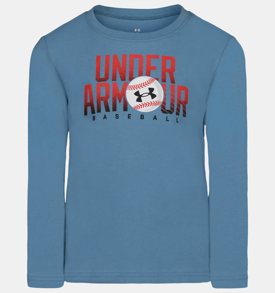 UA Core Baseball Long Sleeve Shirt- Blue Smoke