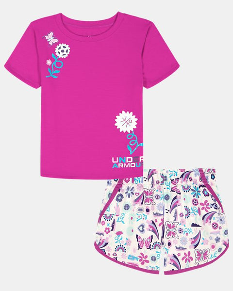 Fluo Fuchsia Flower Sports Short Set