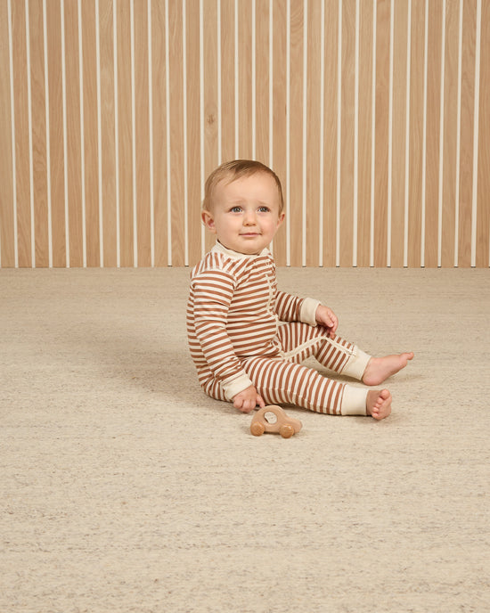 Zip Long Sleeve Sleeper-Cinnamon Stripe