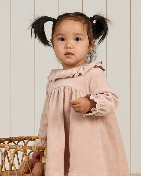 Velour Baby Dress-Blush