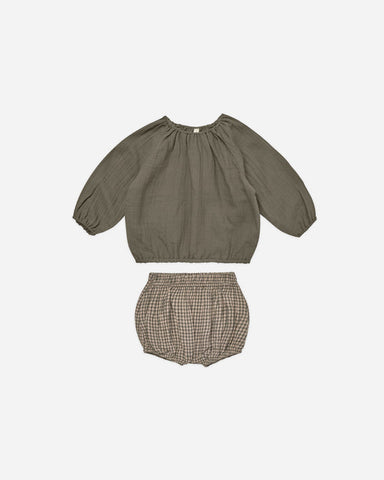 Forest Cinch Long Sleeve Tee and Bloomer Set