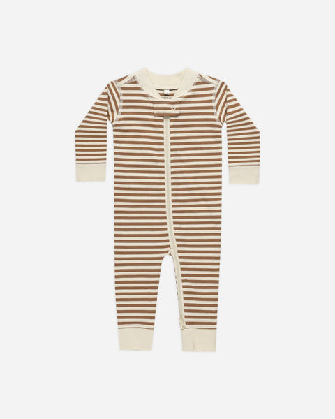 Zip Long Sleeve Sleeper-Cinnamon Stripe