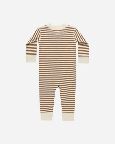 Zip Long Sleeve Sleeper-Cinnamon Stripe