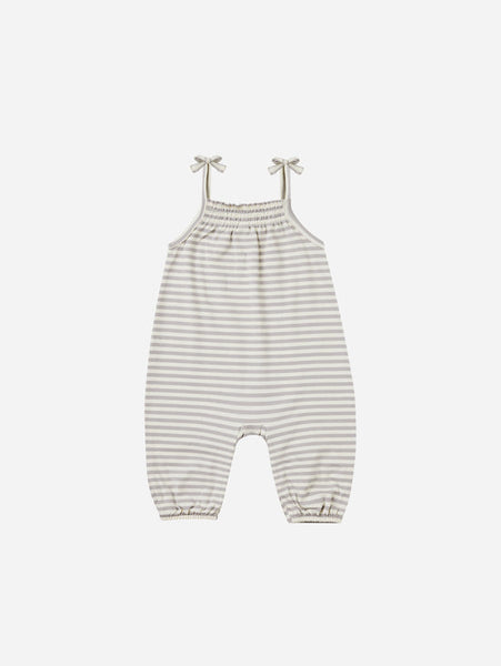 Smocked Jumpsuit-Periwinkle Stripe