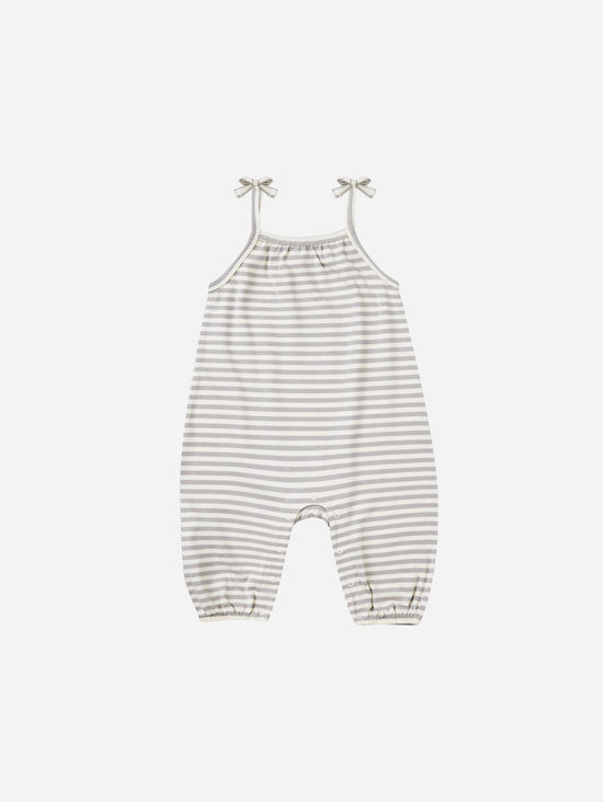 Smocked Jumpsuit-Periwinkle Stripe