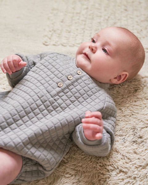 Dusty Blue Henley Bubble Romper