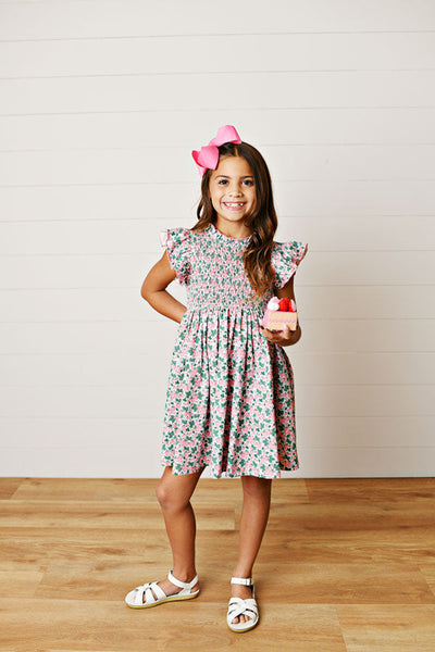 Berry Fields Smocked Dress