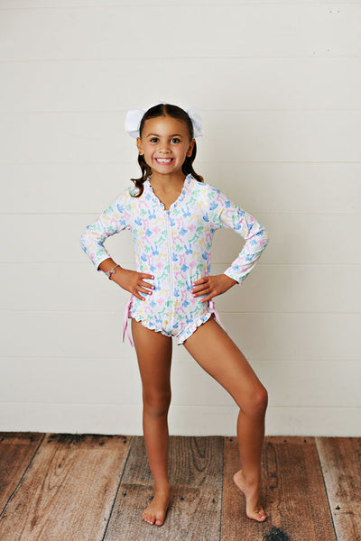 Bow-tiful UPF 50 Rashguard One Piece Swimsuit
