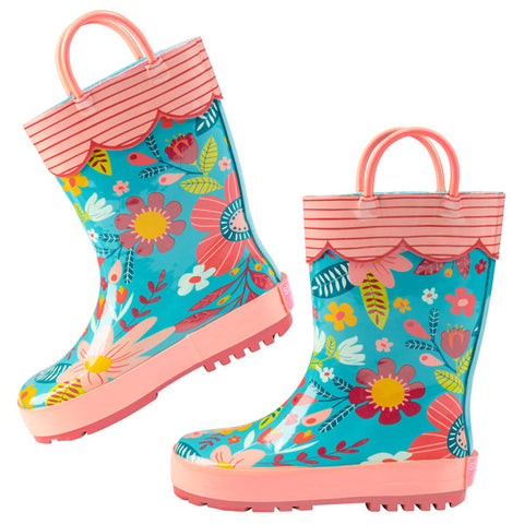 SJ Rain Boots - Turquoise Floral