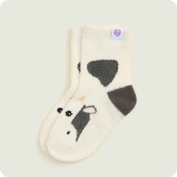 Warmies Black and White Cow Kids Sock Set