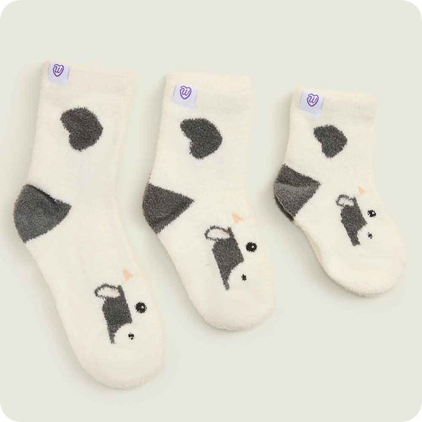 Warmies Black and White Cow Kids Sock Set