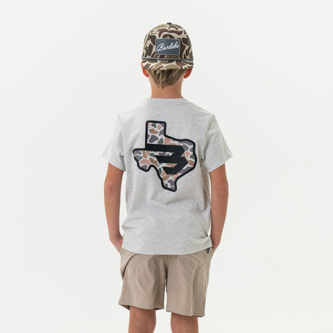 Texas Camo Flying B Logo - Heather Ash Grey