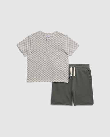 Boy Checkered Print Tee Set