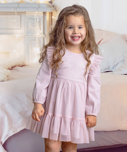 Phoebe Long Sleeve Soft Tulle & Sparkling Knit Dress