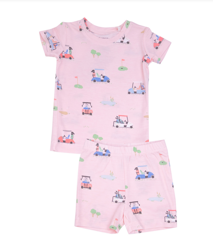 2-Piece Loungewear Short Set Golf Cart-Pink