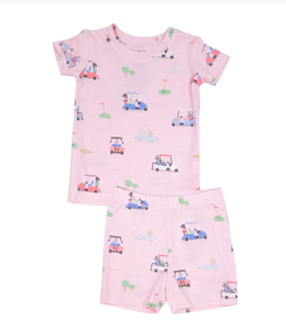 2-Piece Loungewear Short Set Golf Cart-Pink