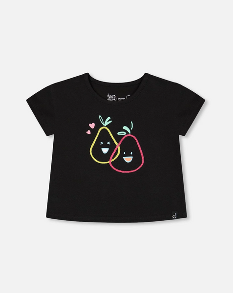 Fruit Print Jersey Tee Black