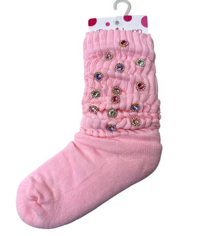 BL Pink With Rhinestone Charm Socks