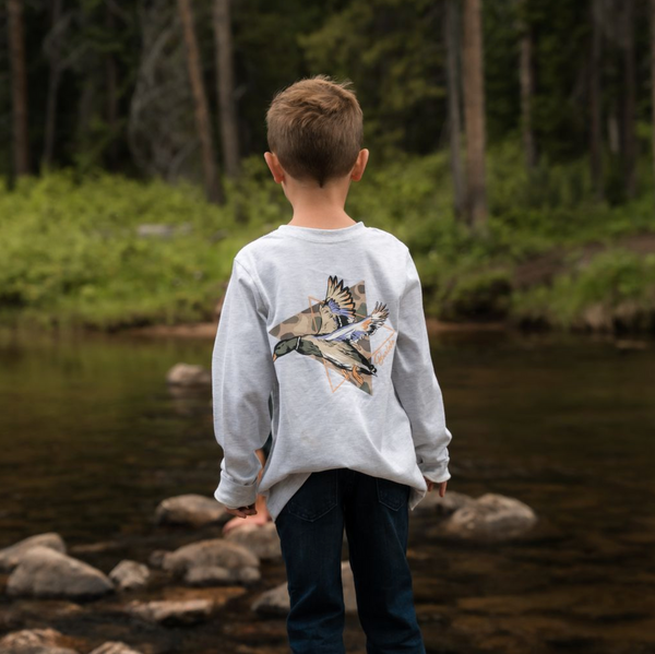 Heather Ash Grey Pintail Triangle Duck Long Sleeve Tee