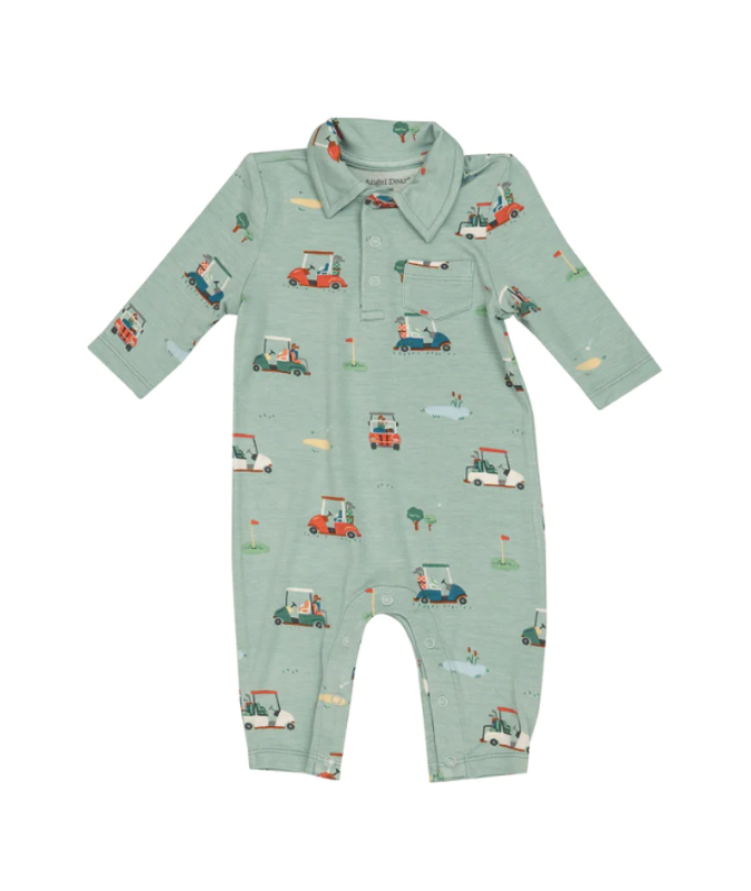 Golf Carts Polo Romper Green