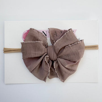 Skinny Mini Ruffled Headband-Mocha