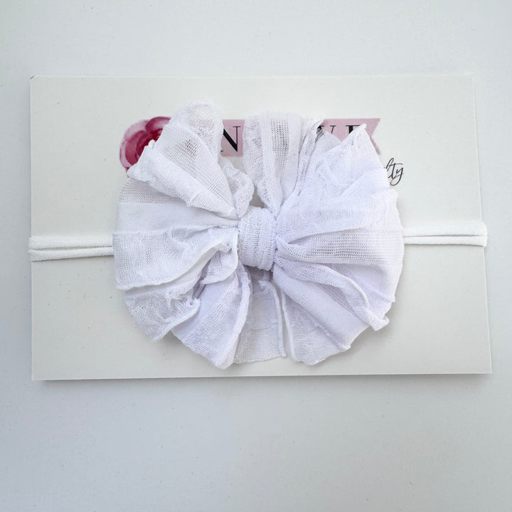 Skinny Mini Ruffled Headband- White