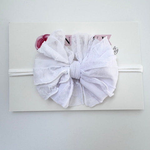 Skinny Mini Ruffled Headband- White