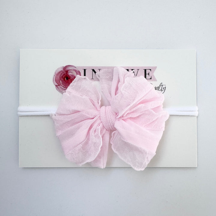 Skinny Mini Ruffled Headband-Perfect PInk