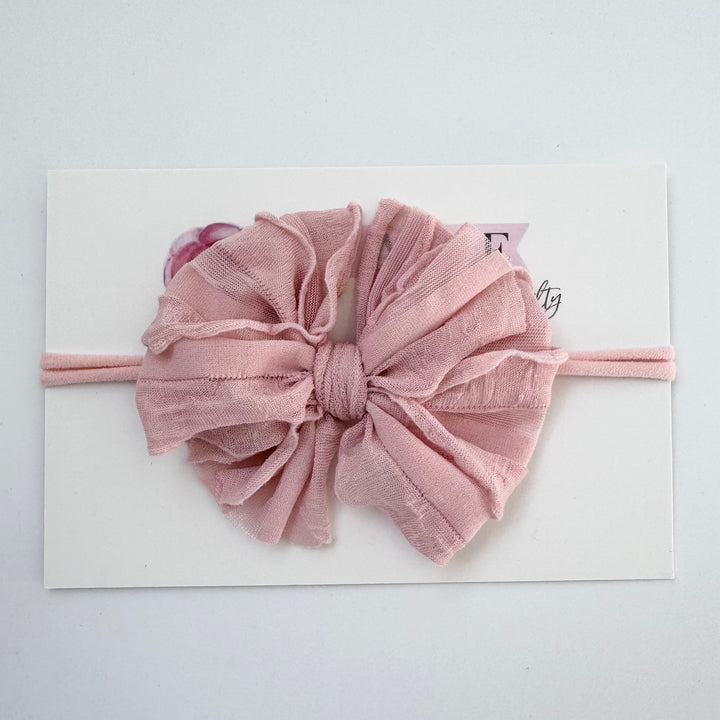 Skinny Mini Ruffled Headband-Paris Pink