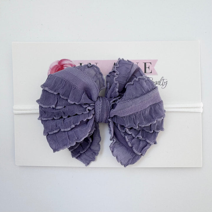 Skinny Mini Ruffled Headband-Steel Lavender