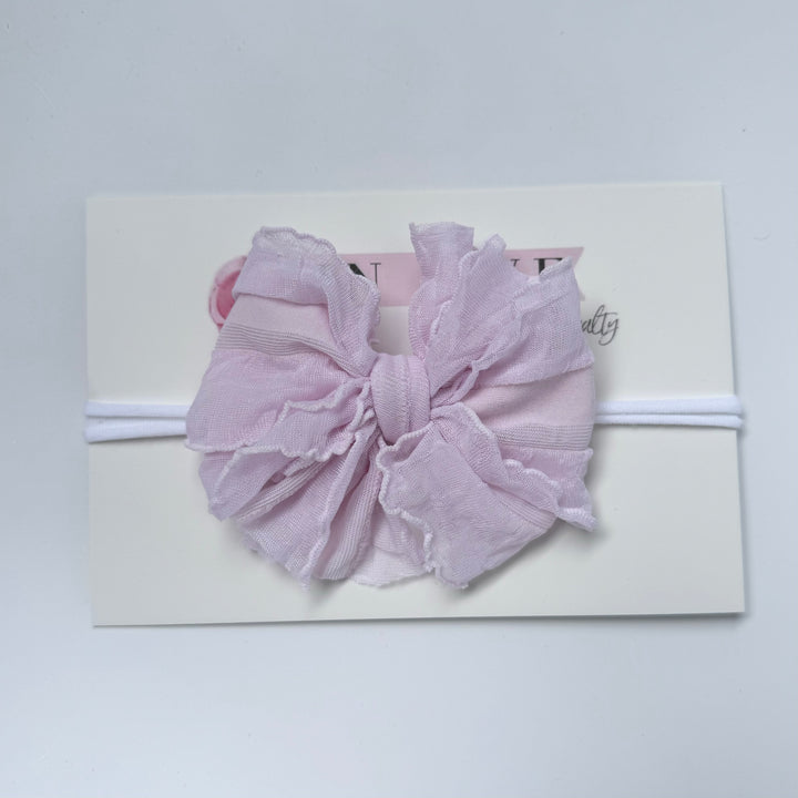 Skinny Mini Ruffled Headband-Baby Pink