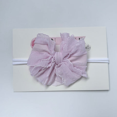 Skinny Mini Ruffled Headband-Baby Pink