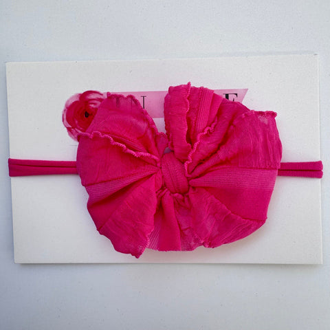 Skinny Mini Ruffled Headband-Hot Pink