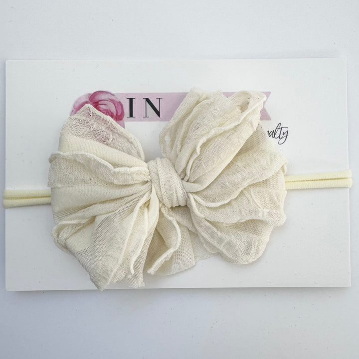 Skinny Mini Ruffled Headband-Ivory