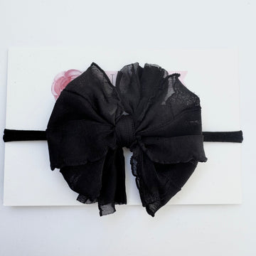 Skinny Mini Ruffled Headband-Black