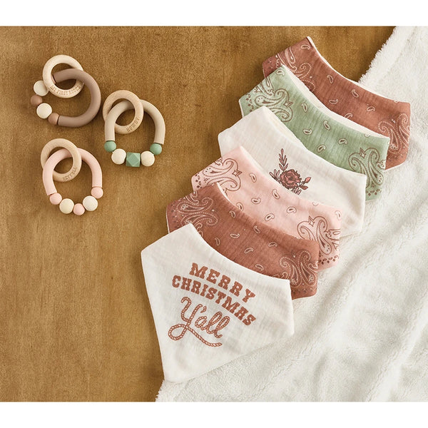 Stephan Baby Bandana Bib Set Brown + Green - Set of 2