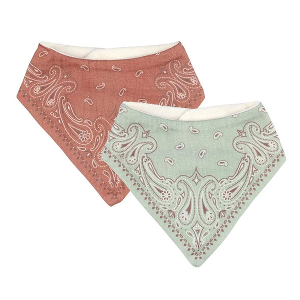 Stephan Baby Bandana Bib Set Brown + Green - Set of 2