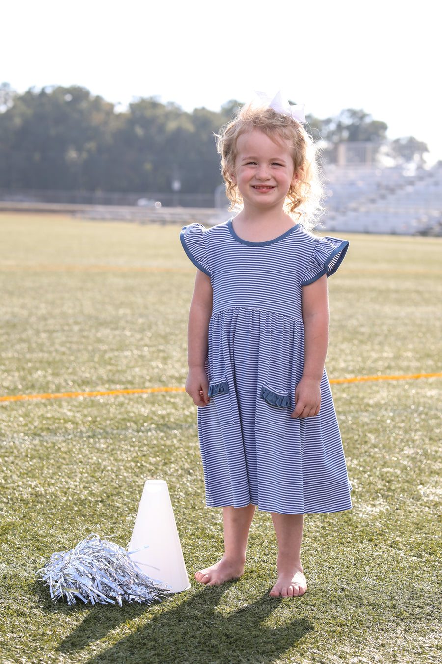 Lucy Game Day Dress- Blue Stripe