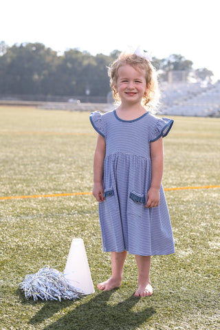 Lucy Game Day Dress- Blue Stripe