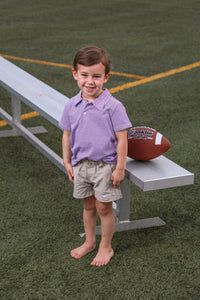 Henry Game Day Polo- Purple Stripe