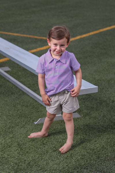 Henry Game Day Polo- Purple Stripe